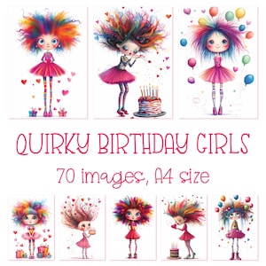 Lot de papier numérique original pour fille d'anniversaire rose pour cartes à faire soi-même, arrière-plans d'album d'anniversaire et ensemble de papiers créatifs imprimables, usage commercial