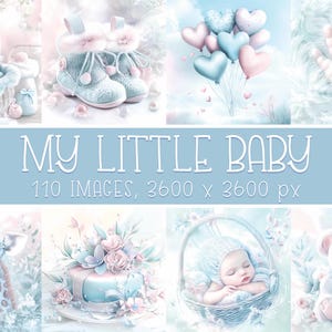 Papiers numériques bleus pour baby shower, art mural imprimable pour chambre de bébé, nouveau-né et révélation de genre, faire-parts, cartes, travaux manuels pour enfants