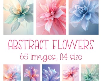 Abstract Flowers Digital Prints: Printable Wall Art Decor, Cover Bundle, Card Making (Instant Download)