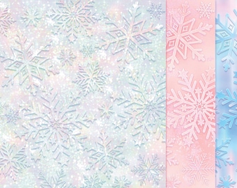 Pastel Snowflake Pattern Digital Papers: Christmas Winter Background (Digital Download)