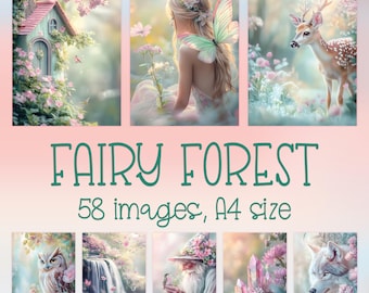 Fairy Forest Digital Paper Bundle: Junk Journal Pages, Wall Art, Craft Supplies, Printable Downloads
