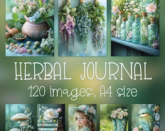Herbal Botanical Digital Papers: Junk Journal Pages, Wall art, Crafts (Digital Download)