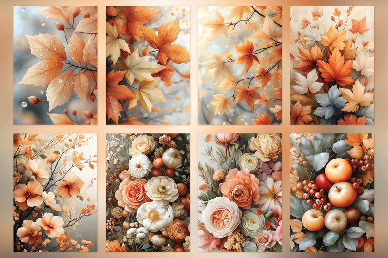 Autumn Digital Paper Set: 140 Fall Scrapbooking Designs (A4, 300 DPI ...