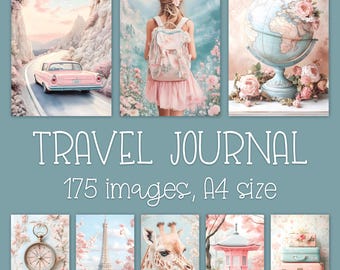 Travel Junk Journal Pages: Digital Paper Bundle, Vintage Ephemera Prints (Instant Download)
