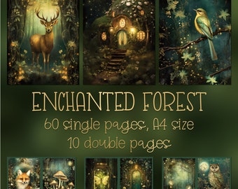 Enchanted Forest Junk Journal Pages: Vintage Ephemera (Digital Download)