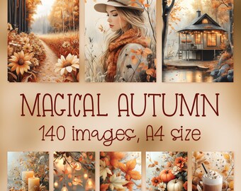 Autumn Digital Paper Set: 140 Fall Scrapbooking Designs (A4, 300 DPI)