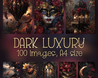 Dark Gothic Digital Paper: 100 Luxurious A4 Images (Digital Download)