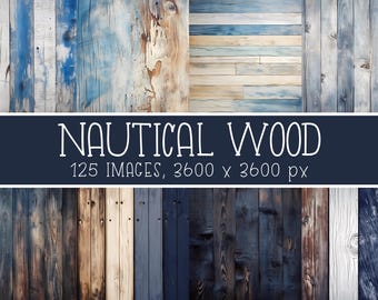 Nautical Wood Background Textures: Wooden Pattern Digital Papers (125 JPG files)