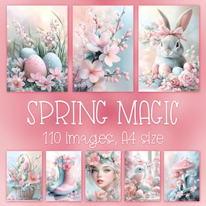 Spring and Easter Digital Paper Bundle: Junk Journal Pages & DIY Card Making (Commercial Use)