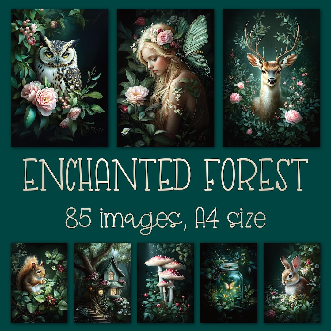 Enchanted Forest Digital Download Bundle: Green Wall Art Prints ...