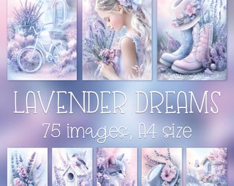 Lavender Digital Paper Bundle: Junk Journal Pages, Wall Art, Scrapbook Crafts (Instant Download)