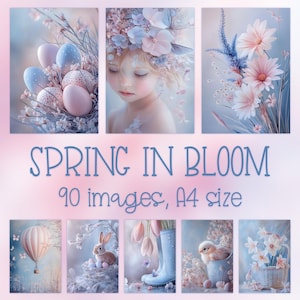 Spring Digital Prints: Easter Crafts & Scrapbooking, Junk Journal Pages  (Commercial Use)
