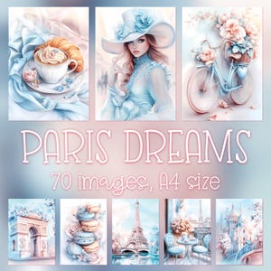 Pages de journal indésirable de Paris, lot de papier numérique Français, art romantique shabby chic, imprimables tour Eiffel, chic parisien vintage, scrapbooking