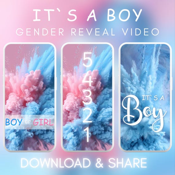 It’s a Boy! Gender Reveal Video – Non-Editable | Digital Instant Download | Mobile Phone Format