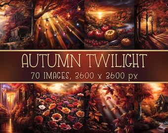 Autumn Twilight Digital Paper Bundle: Fall Scrapbooking, Wall Art, Home Decor Prints (Digital Download)
