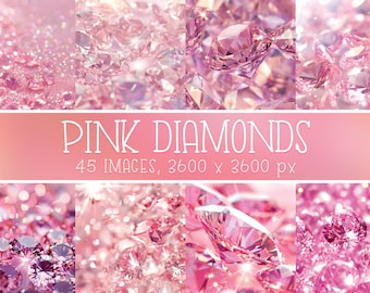Pink Diamond Digital Paper: Glam Printable Backgrounds (Commercial Use)