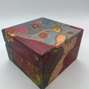 Hand-Painted and Hand-Carved Wood Trinket Box -  Artistry