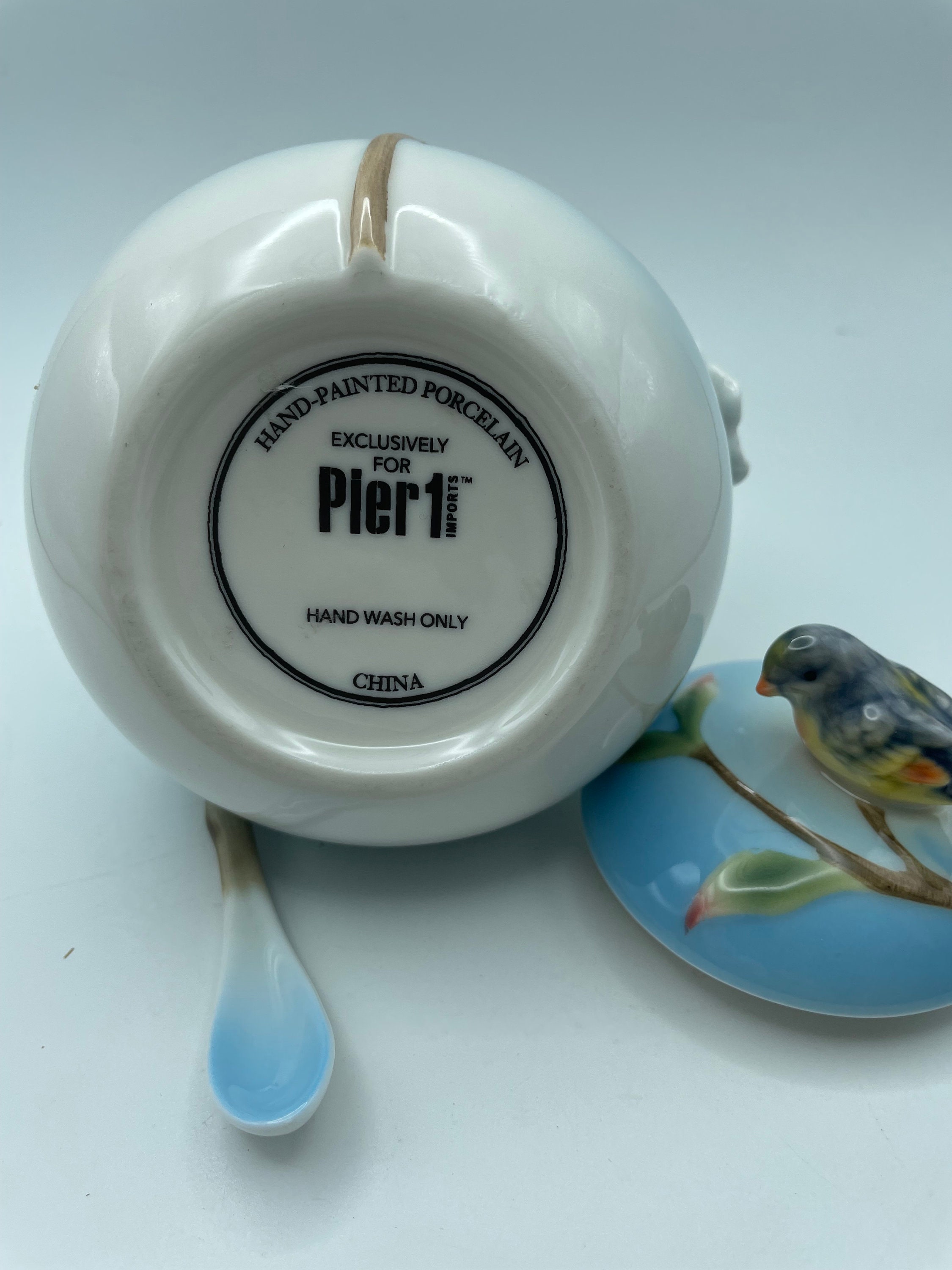 Pier One Bird Sanctuary Sugar Bowl With Spoon Etsy