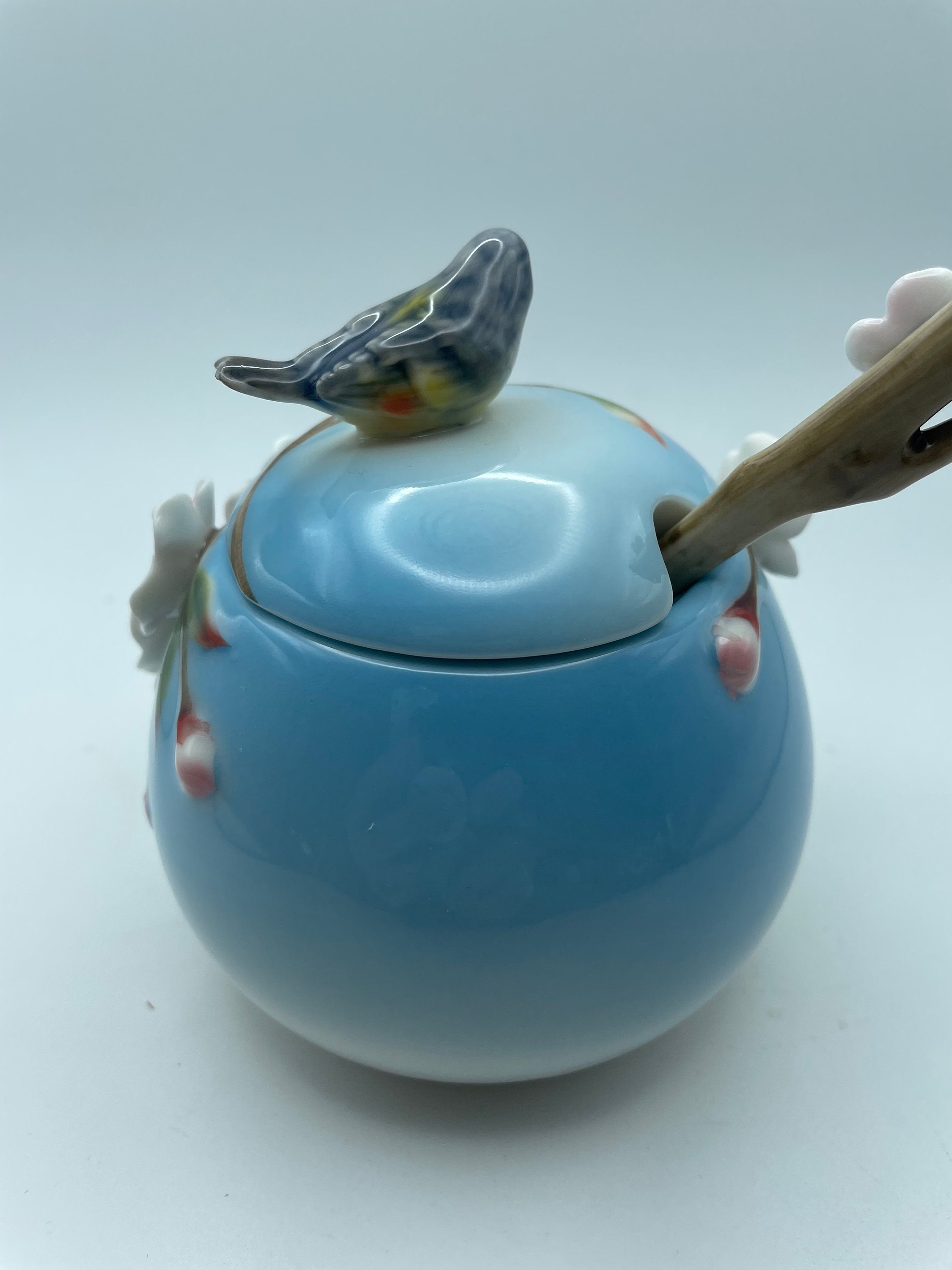 Pier One Bird Sanctuary Sugar Bowl With Spoon Etsy