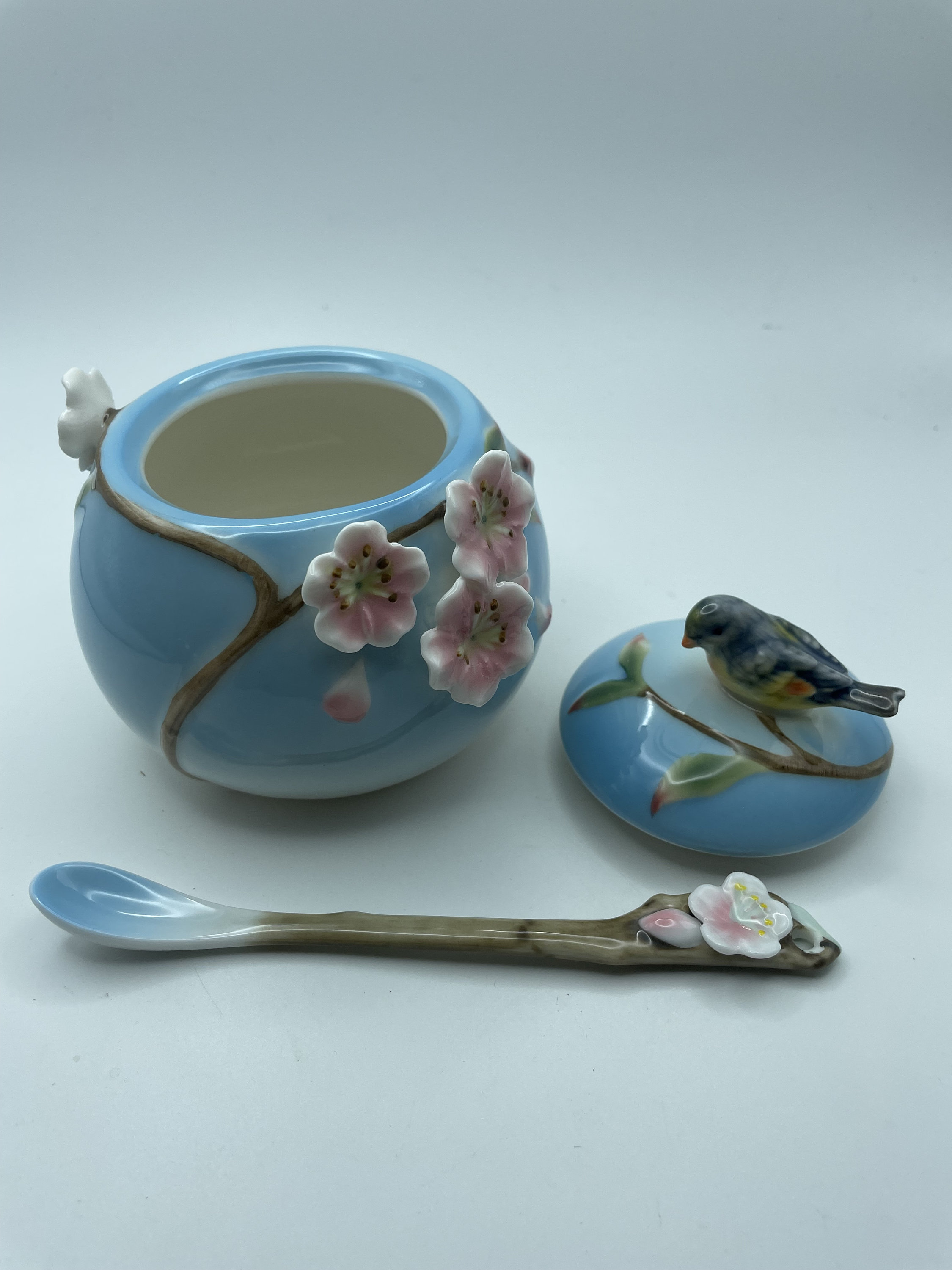 Pier One Bird Sanctuary Sugar Bowl With Spoon Etsy