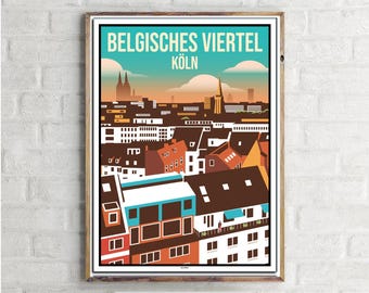 Cologne Belgisches Viertel (1) - Vintage Travel Poster