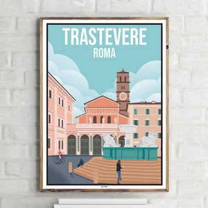 Roma Trastevere (1) - Póster de viaje vintage