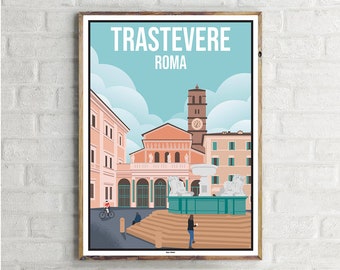 Rome Trastevere (1) - Vintage Travel Poster