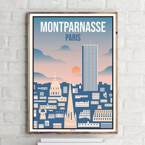 Paris Montparnasse (1) - Affiche de voyage vintage