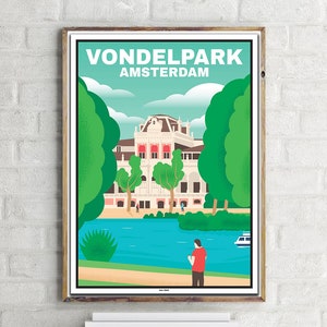 Canal Damrak Amsterdam (1) - Affiche de voyage vintage