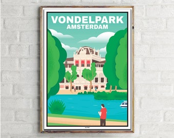 Damrak Canal Amsterdam (1) - Vintage Travel Poster