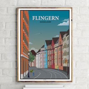Düsseldorf Flingern (1) - Póster de viaje vintage