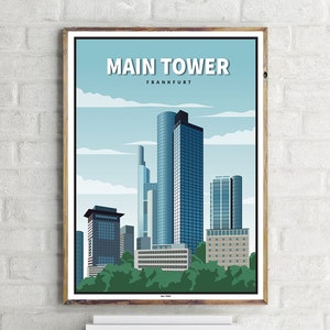 Torre principale di Francoforte (1) - Poster di viaggio d'epoca