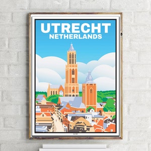 Cathédrale d'Utrecht (1) - Affiche de voyage vintage