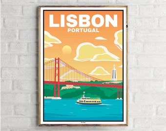 Ponte 25 de Abril Lisbon (1) - Vintage Travel Poster
