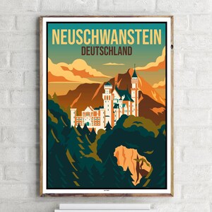 Schloss Neuschwanstein (1) - Vintage Travel Poster