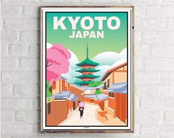 Old town Kyoto (1) - Vintage Travel Poster