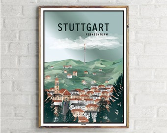 Fernsehturm Stuttgart (1) - Vintage Travel Poster