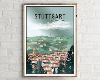 Fernsehturm Stuttgart (1) - Vintage Travel Poster