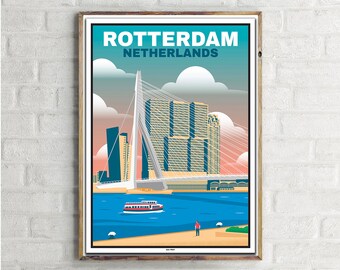 Downtown Rotterdam (1) - Vintage Travel Poster