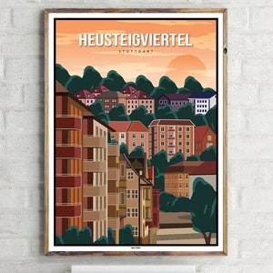 Stoccarda-Sud: Heusteigviertel (2) - Poster di viaggio d'epoca