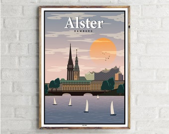 Alster (2) - Affiche de voyage vintage