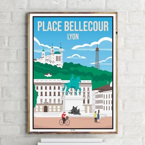 Place Bellecour Lyon (1) - Vintage Travel Poster