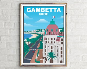 Nizza Gambetta (1) - Vintage Travel Poster