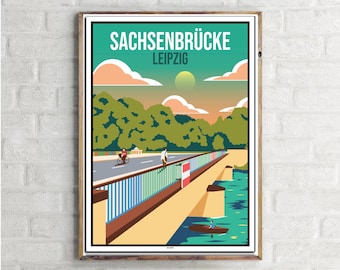 Sachsenbrücke Leipzig (1) - Vintage Travel Poster