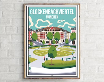 Munich Glockenbachviertel (1) - Vintage Travel Poster