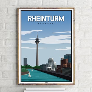 Rheinturm Düsseldorf (1) - Póster de viaje vintage