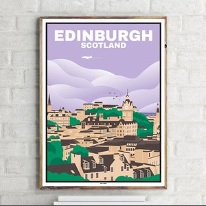 Centre-ville d'Édimbourg (1) - Affiche de voyage vintage