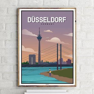 Rheinturm Düsseldorf (2) - Póster de viaje vintage