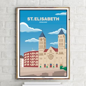 St. Elisabeth Düsseldorf (1) - Vintage Travel Poster