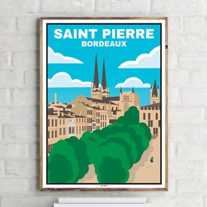 Bordeaux Saint Pierre (1) - Affiche de voyage vintage